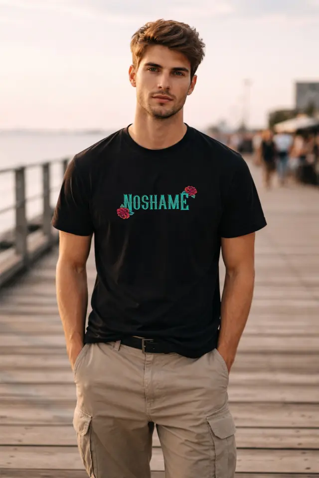 T-shirt Noshame® Signature Μαύρο με Τύπωμα - 122316 - XXL