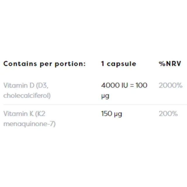 Vitamin D3 + K2 4000iu + 150mcg 60 Softgels (Osavi) 2