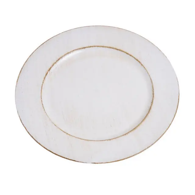 Πιάτο διακοσμητικό λευκό-καφέ, 33cm