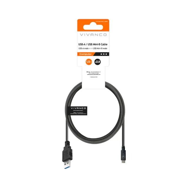 Vivanco USB Mini-B Cable 1.5m Μαύρο 2