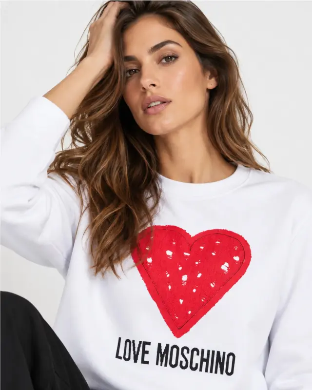 Love Moschino JH6924PP0NL52100 Γυναικείο Sweatshirt Λευκό με Box Logo - XL 2