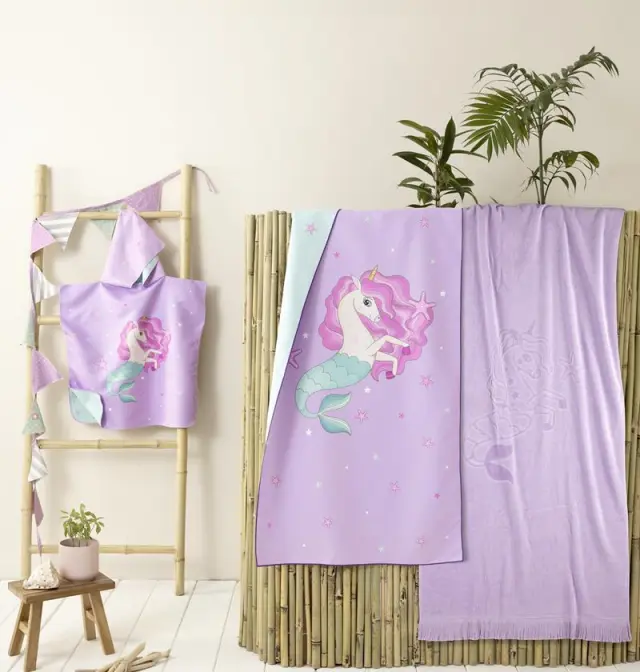 Πόντσο 60x60 3-5 Ετών 200gsm Nima Bella Purple 100% Microfiber 2