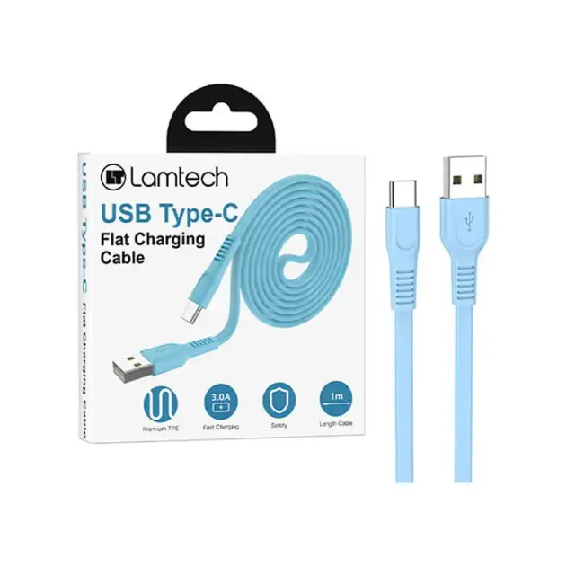 LAMTECH TYPE-C 3.0A FLAT CHARGING CABLE 1M