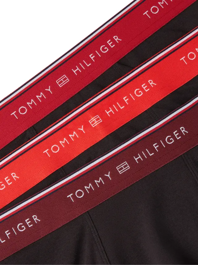 Tommy Hilfiger Ανδρικό Boxer Global Stripe Logo Waistband Trunks - Τριπλό Πακέτο, Χρώμα Blk-Fire Red-Burgundy-Medium Red 2