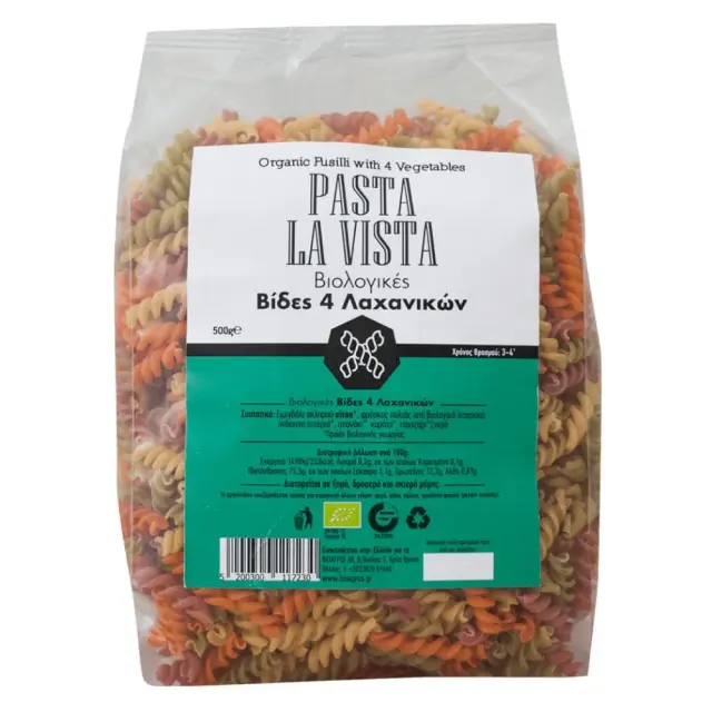 Βιολογικές Βίδες 4 Λαχανικών 500gr - Pasta La Vista