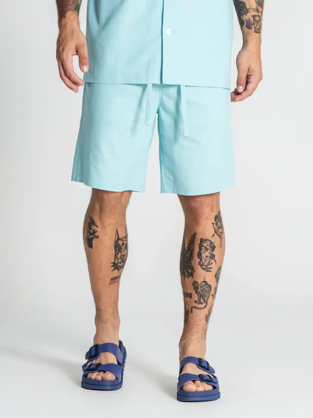 Gianni Kavanagh Aνδρικό NATURA Λινό Shorts - Light Blue - S