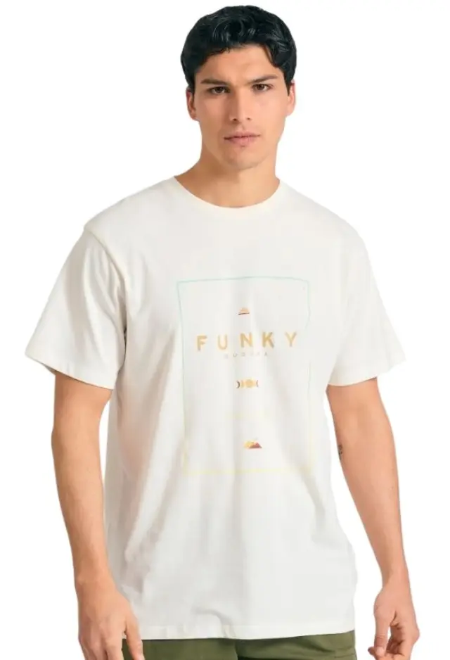 Funky Buddha ανδρικό t-shirt με minimal branded τύπωμα FBM011-097-04-2