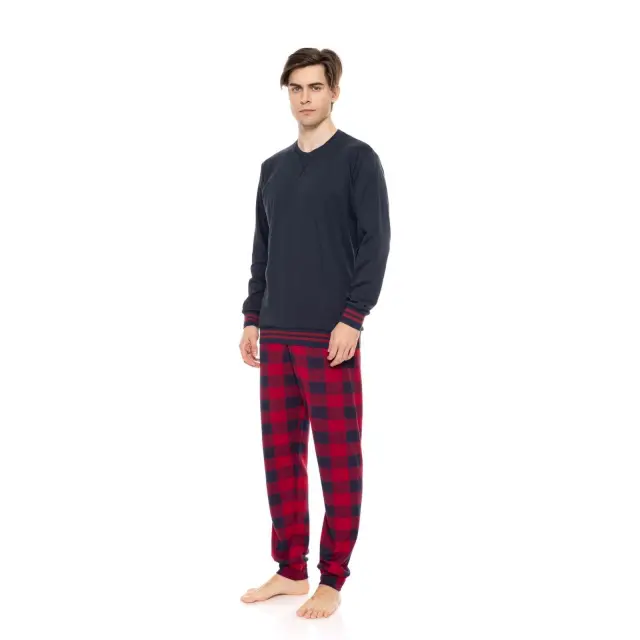Ανδρική Πυτζάμα Jacquard Blue Bordo Plaid W-M726 Τύπος Ulisse - M 2