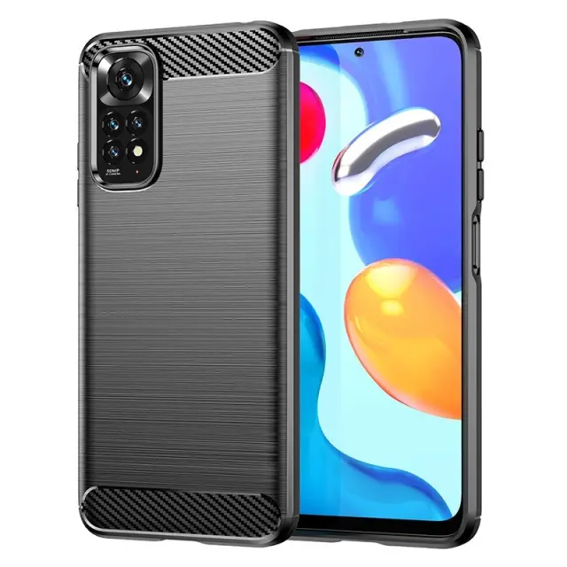 Carbon Back Cover Προστατευτική Θήκη Σιλικόνης για Xiaomi Redmi Note 11/11S- Black OEM