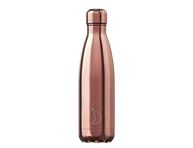 Μπουκάλι Θερμός Original Chilly's με χωρητικότητα 500ml και διατήρηση θερμοκρασίας 12h ζεστό / 24h κρύο - Chrome Rose Gold
