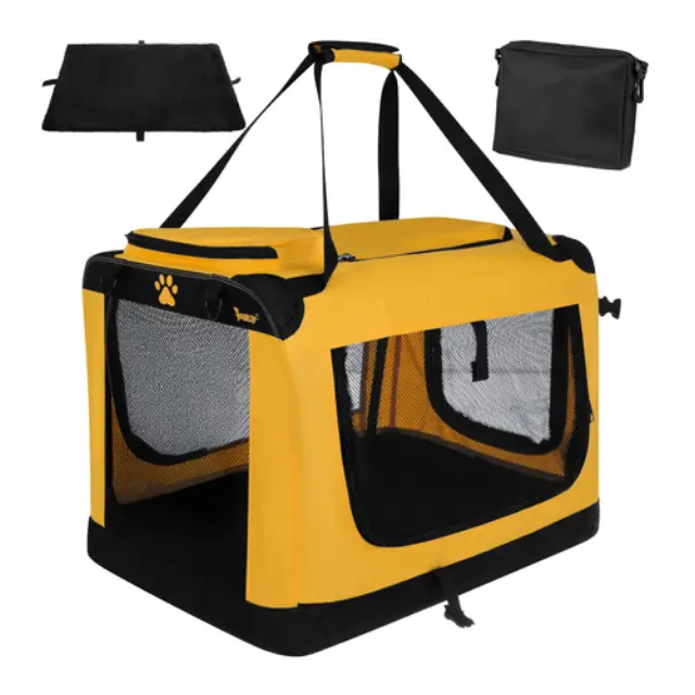 PURLOV ΤΣΑΝΤΑ ΜΕΤΑΦΟΡΑΣ ΚΑΤΟΙΚΙΔΙΩΝ 60X42X44 cm MAX 25kg ΜΑΥΡΗ/ΚΙΤΡΙΝΟ 27480