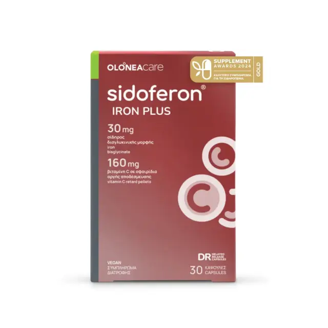 Olonea Sidoferon Iron Plus Συμπλήρωμα Διατροφής με Σίδηρο & Βιταμίνη C για Τόνωση, 30caps