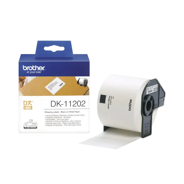 Brother DK-11202 Label Roll – Black on White, 62mm x 100mm (DK11202) (BRODK11202) Brother Labels