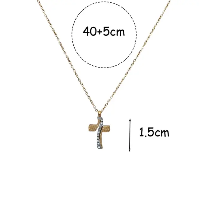 Ατσάλινο Κολιέ Σταυρός με Στρας – Stainless Steel Cross Necklace A31113 3