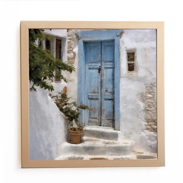 Θέμα (island 2 ) 1 Κάδρο 37x37cm κορνίζα ξύλινη χρώμα φυσικό ξύλο θέμα με πλαστικοποίηση (Κ 2033/83+2 island)