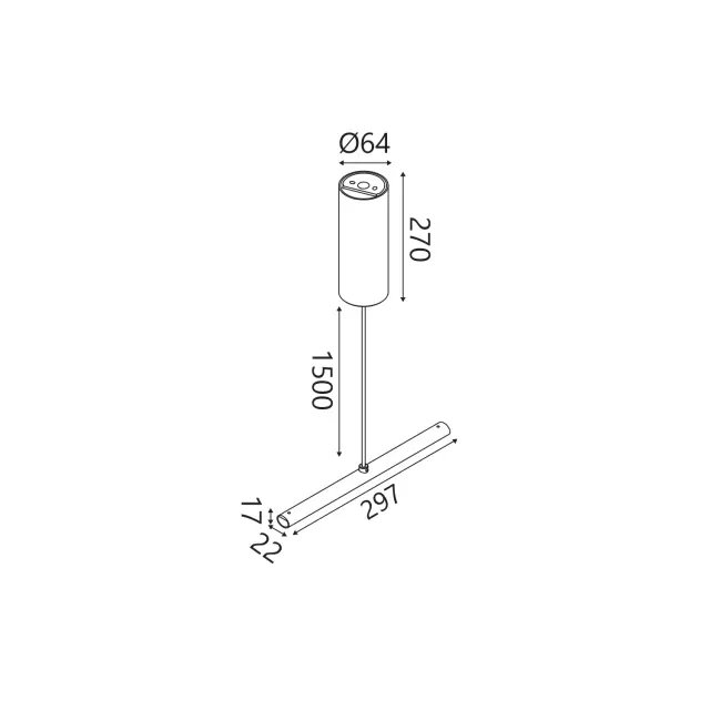 ΚΡΕΜΑΣΗ MATRIX ΑΜΜΩΔΕΣ ΜΑΥΡΟ ΑΛΟΥΜ. CCT DIM 75W ΡΟΖΕΤ Φ64x235mm ΣΤΥΛΟΣ ΚΡΕΜΑΣΗΣ 22x17x297mm IP20 / LM8001MA75W 2