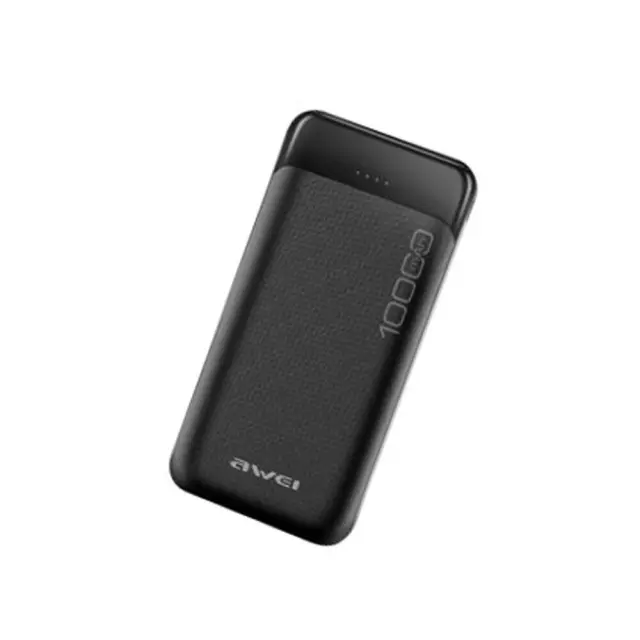 Awei P37K Power Bank 10000mAh με 2 Θύρες USB-A και Θύρα USB-C Μαύρο