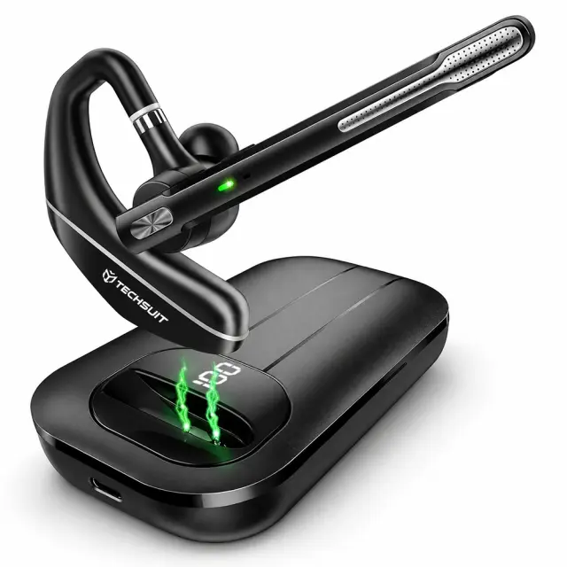 Techsuit Hearyo A6L Bluetooth Handsfree Ακουστικό με ENC, Dual Mic, Bluetooth 5.3 & Θήκη Φόρτισης 96 Ωρών Μαύρο