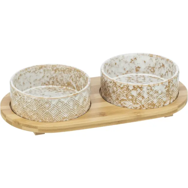 Trixie Σετ Μπολ Κεραμικά/Μπαμπού 2x0.3lt/ø12cm 30x6x15cm