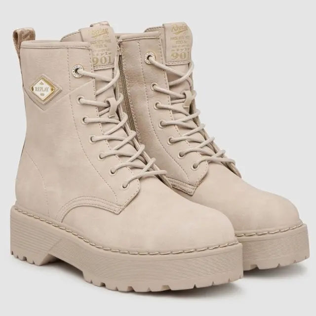 Biker Μποτάκια Replay GWL63.000.C001ZS-C083 Μπεζ - 36 2