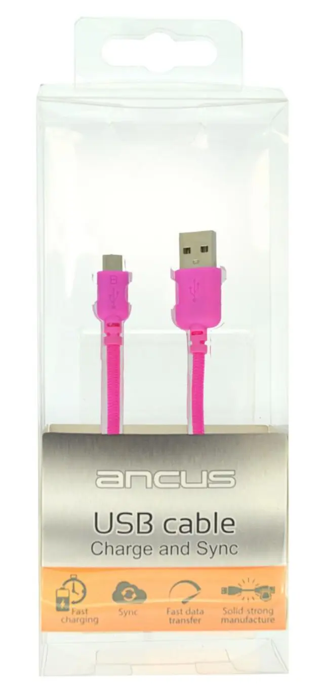 Καλώδιο σύνδεσης Ancus USB σε Micro USB με Ενισχυμένες Επαφές Braided Ρόζ 1m 3