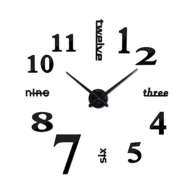 Ρολόι Τοίχου Mirror Numbers And Letters Do It Yourself Πλαστικό 120cm