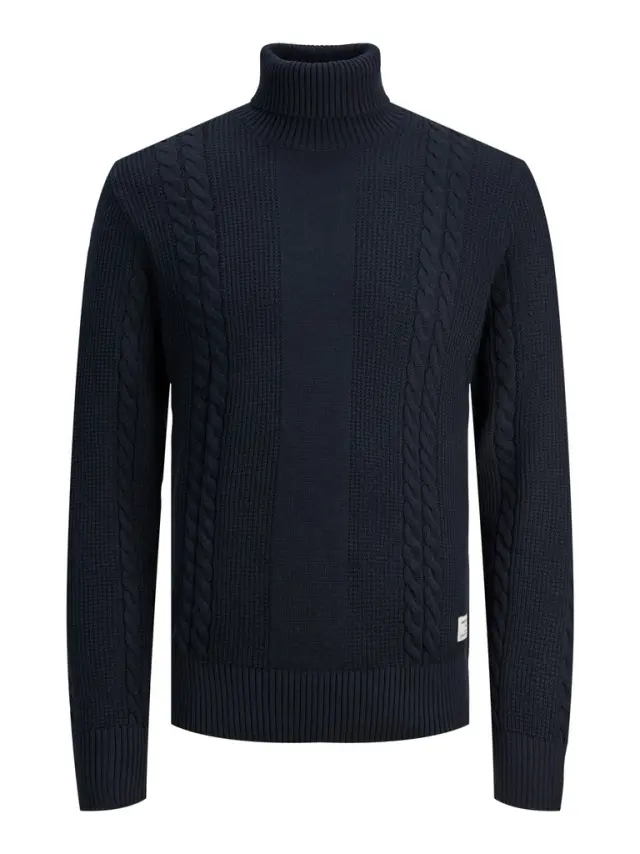 JCOGRID CABLE KNIT ROLL NECK navy blazer