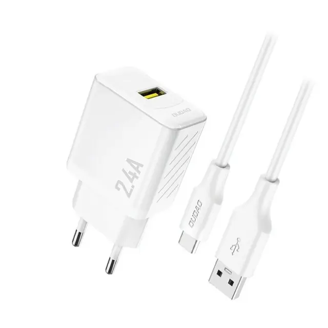 Dudao Φορτιστής A23TEU 2.4A GaN 1x USB-A with USB-A to USB-C Cable White