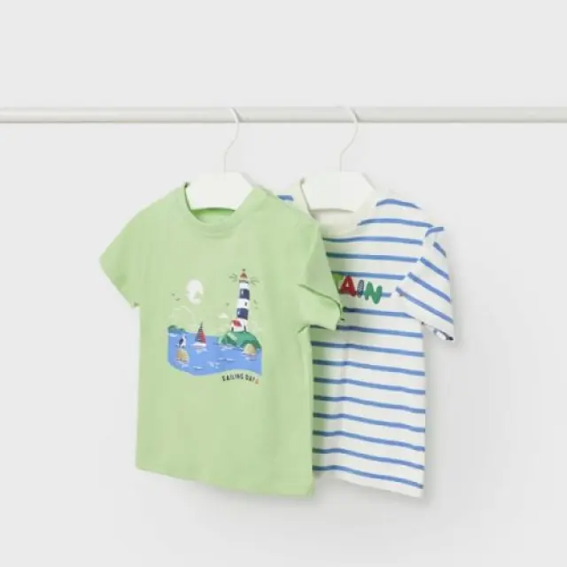 Baby 6 μηνών έως 4 ετών Σετ 2 μπλούζες κοντομάνικες από βιώσιμο βαμβάκι πεπόνι
