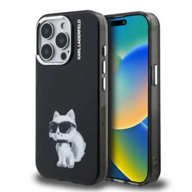 Karl Lagerfeld IML Aquarelle Choupette Case for iPhone 15 Pro Black