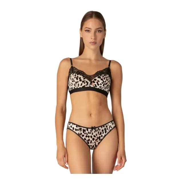 Milena Γυναικείο Μπουστάκι Βελούδο Animal Print Δαντέλα, Χρώμα Πολύχρωμο 2