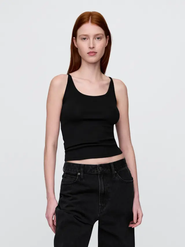 Γυναικεία Αμάνικη Μπλούζα Cropped Black