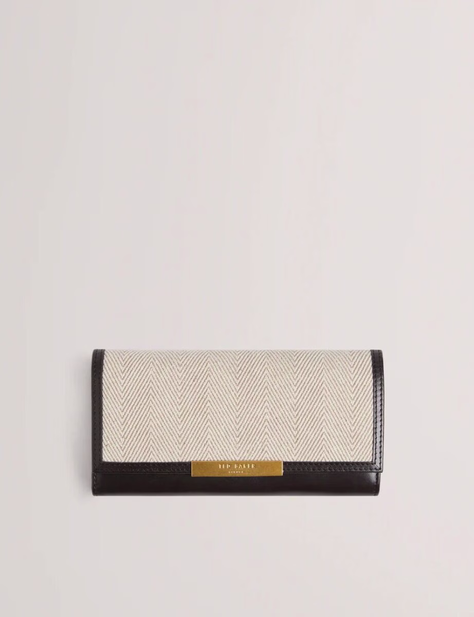 Ted Baker TASMAL Tashi Herringbone Canvas Large Πορτοφόλι Μπεζ-Καφέ S280184