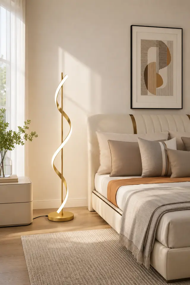 Stewehome Γωνιακός φωτιστικός με led μοντέρνου σχεδιασμού Χρυσό 2