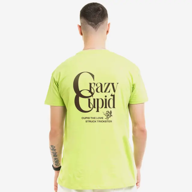 T-shirt Noshame® Lime με τύπωμα Crazy Cupid - 132526 - XXL
