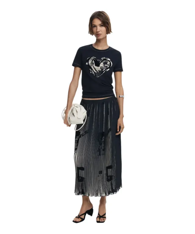 Desigual - Φούστα Newspapers Regular Fit 25WWFW09-2000 Μαύρο - XS