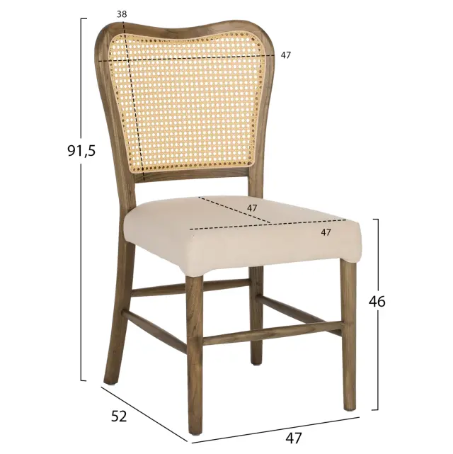 ΚΑΡΕΚΛΑ ΤΟΟΝ ΞΥΛΟ RATTAN ΥΦΑΣΜΑ FB99406.04 47x52x91,5Υεκ. 2