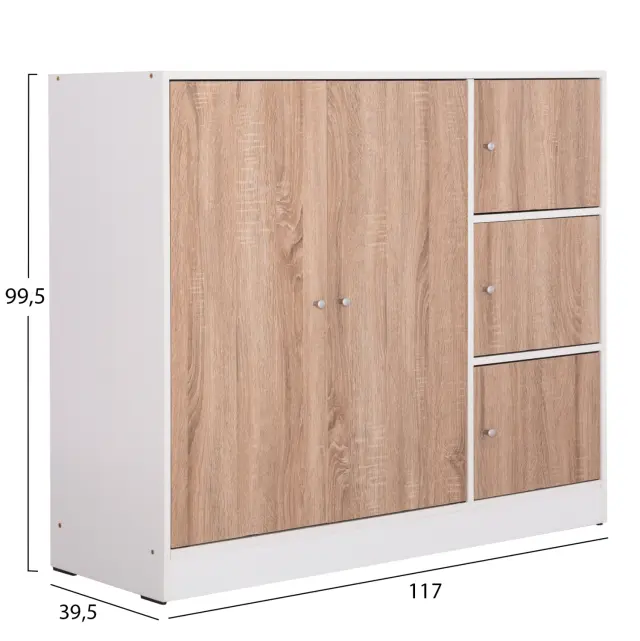 ΝΤΟΥΛΑΠΙ ΜΕ 4 ΑΠΟΘ.ΧΩΡΟΥΣ FB92480.01 SONAMA OAK-ΛΕΥΚΗ ΜΕΛΑΜΙΝΗ 117x39,5x99,5Υεκ 2