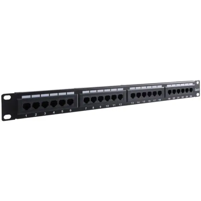 Patch panel κατηγορίας CAT 6 UTP, 24 θυρών σε μαύρο χρώμα.