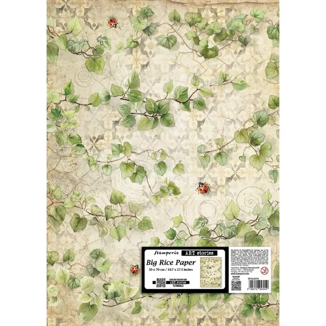 Ριζόχαρτο μεγάλου μεγέθους ντεκουπάζ Stamperia 50x70cm, All Around, Φύλλα και πασχαλίτσα