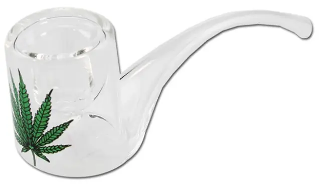 Πίπα Γυάλινη Pipe Hemp με Καμπυλωτό Επιστόμιο - 10cm