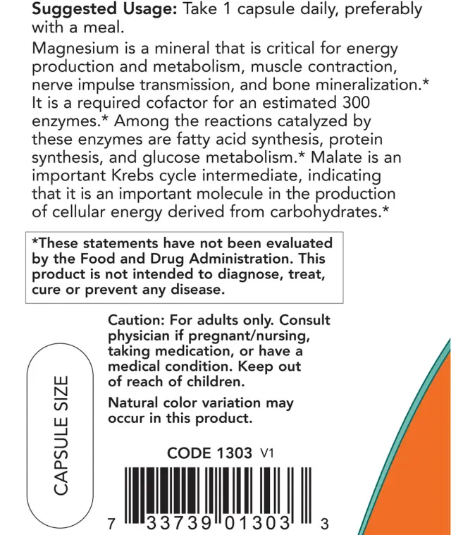 Now Foods Magnesium Malate Caps 3