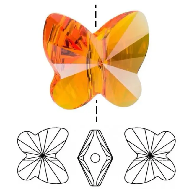 Swarovski 5754 Butterfly Tangerine 10mm - 6τεμ