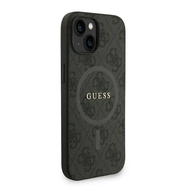 Guess PU Leather 4G Colored Ring Strap MagSafe Case for iPhone 15 Black 3