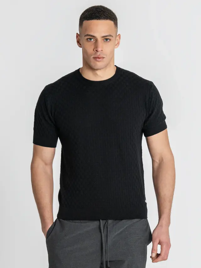 Gianni Kavanagh Ανδρικό SQUARED Πλεκτό T-Shirt – Black - M