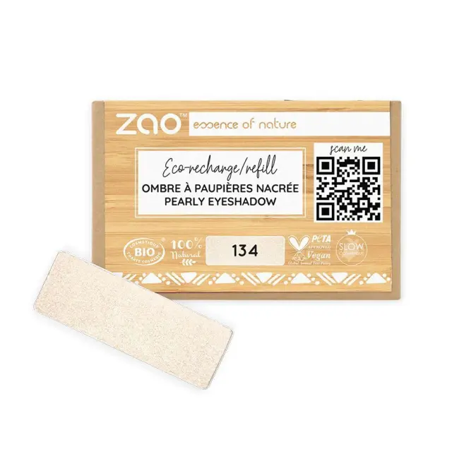 Zao Organic Eyeshadow Rectangle Pearly Refill - Βιολογική Pearly Σκιά Ματιών (Ανταλλακτικό) - Zao 134 Golden pearl
