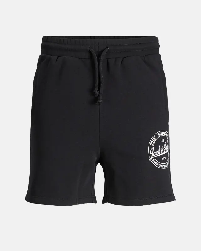 JACK & JONES JJIBRAT LOGO SWEAT SHORTS IN #000000