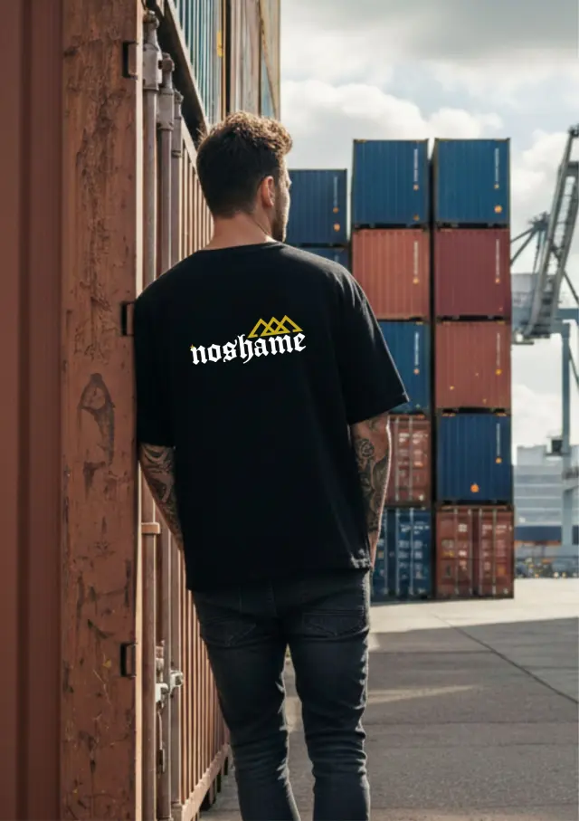 T-shirt Noshame® Oversized Μαύρο με τύπωμα - 142602 - XXL