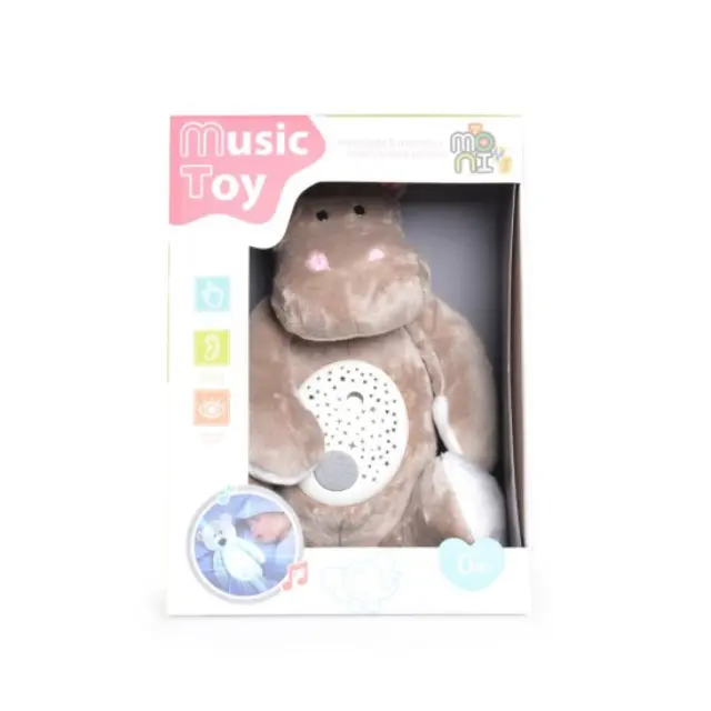 Λούτρινο φωτάκι νυκτός με φώτα & μελωδίες – Moni Toys Hippo K999‑312 2