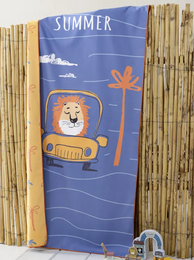 Πετσέτα Θαλάσσης 70x140 Nima Lion Trip Blue-Orange 100% Microfiber